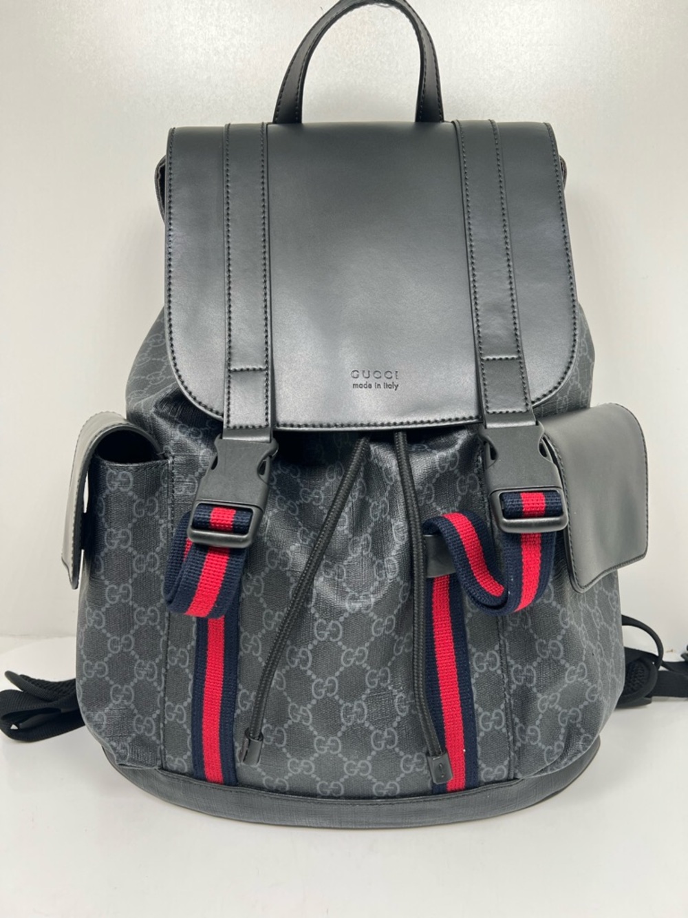 Gucci GG Supreme Men's Canvas Backpack in Black